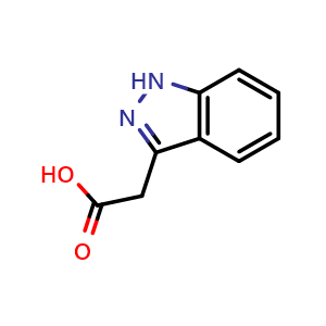 Chemical structure of 2-(1H-Indazol-3-yl)acetic acid , CAS 26663-42-3, AChemBlock S76368