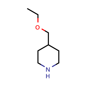 Chemical structure of 4-(ethoxymethyl)piperidine , CAS 265108-38-1, AChemBlock S76371