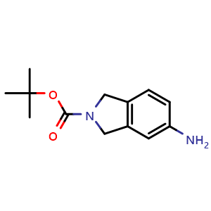 Chemical structure of tert-butyl 5-amino-2,3-dihydro-1H-isoindole-2-carboxylate , CAS 264916-06-5, AChemBlock S76373