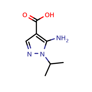 Chemical structure of 5-amino-1-(propan-2-yl)-1H-pyrazole-4-carboxylic acid , CAS 26262-07-7, AChemBlock S76387