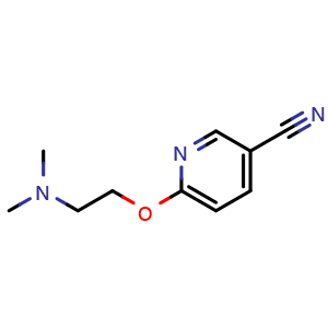 Chemical structure of 6-[2-(dimethylamino)ethoxy]pyridine-3-carbonitrile , CAS 261715-35-9, AChemBlock S76390