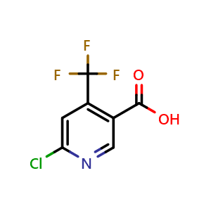 Chemical structure of 6-chloro-4-(trifluoromethyl)pyridine-3-carboxylic acid , CAS 261635-77-2, AChemBlock S76393