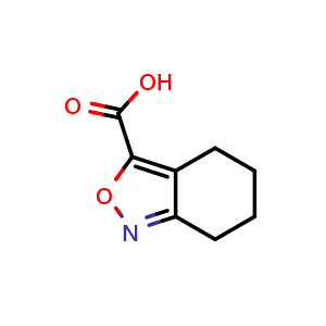 Chemical structure of 4,5,6,7-tetrahydro-2,1-benzoxazole-3-carboxylic acid , CAS 261350-47-4, AChemBlock S76394