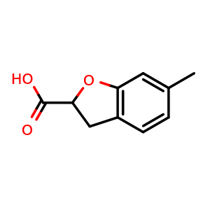 Chemical structure of 6-methyl-2,3-dihydro-1-benzofuran-2-carboxylic acid , CAS 26018-42-8, AChemBlock S76403