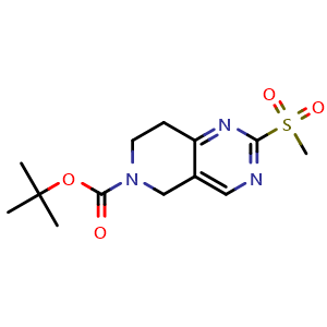 Chemical structure of tert-butyl 2-methanesulfonyl-5H,6H,7H,8H-pyrido[4,3-d]pyrimidine-6-carboxylate , CAS 259809-79-5, AChemBlock S76406