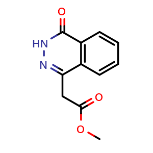 Chemical structure of methyl 2-(4-oxo-3,4-dihydrophthalazin-1-yl)acetate , CAS 25947-14-2, AChemBlock S76410
