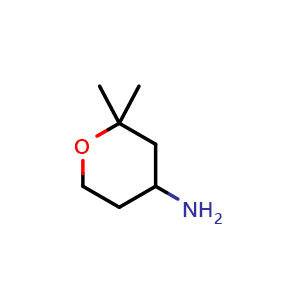 Chemical structure of 2,2-Dimethyltetrahydro-2H-pyran-4-amine , CAS 25850-22-0, AChemBlock S76416