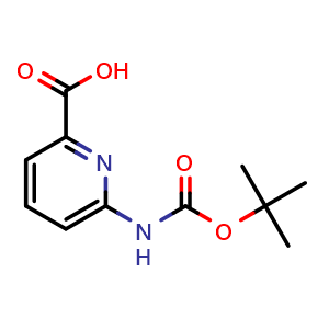 Chemical structure of 6-{[(tert-butoxy)carbonyl]amino}pyridine-2-carboxylic acid , CAS 258497-21-1, AChemBlock S76417