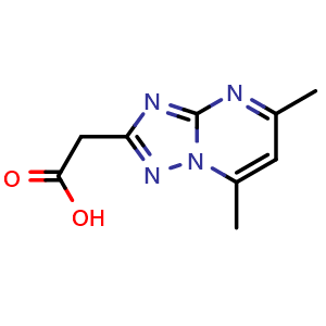 Chemical structure of 2-{5,7-dimethyl-[1,2,4]triazolo[1,5-a]pyrimidin-2-yl}acetic acid , CAS 256348-41-1, AChemBlock S76425