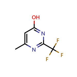 Chemical structure of 6-methyl-2-(trifluoromethyl)pyrimidin-4-ol , CAS 2557-79-1, AChemBlock S76429