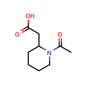 Chemical structure of 2-(1-acetylpiperidin-2-yl)acetic acid , CAS 25393-20-8, AChemBlock S76435