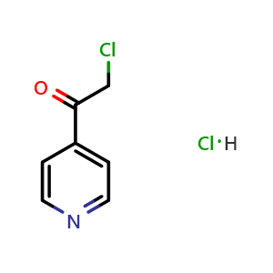 Chemical structure of 2-chloro-1-(pyridin-4-yl)ethan-1-one hydrochloride , CAS 25260-36-0, AChemBlock S76440
