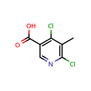 Chemical structure of 4,6-dichloro-5-methyl-pyridine-3-carboxylic acid , CAS 252552-12-8, AChemBlock S76442
