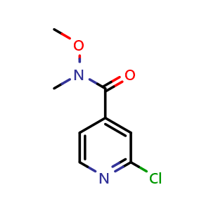 Chemical structure of 2-chloro-N-methoxy-N-methylpyridine-4-carboxamide , CAS 250263-39-9, AChemBlock S76453