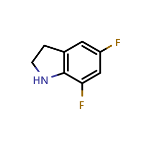 Chemical structure of 5,7-difluoro-2,3-dihydro-1H-indole , CAS 247564-56-3, AChemBlock S76462
