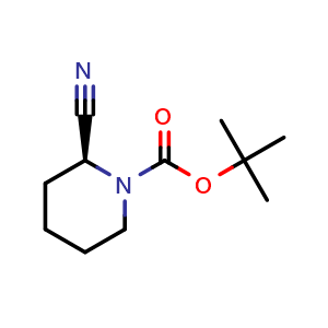 Chemical structure of tert-butyl (2S)-2-cyanopiperidine-1-carboxylate , CAS 242459-44-5, AChemBlock S76494