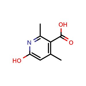 Chemical structure of 6-hydroxy-2,4-dimethylpyridine-3-carboxylic acid , CAS 24186-78-5, AChemBlock S76497