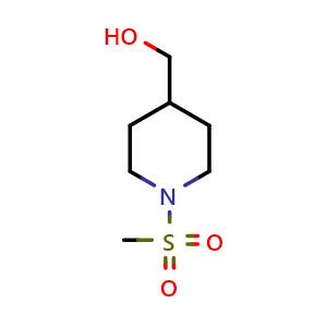 Chemical structure of (1-methanesulfonylpiperidin-4-yl)methanol , CAS 241134-34-9, AChemBlock S76500