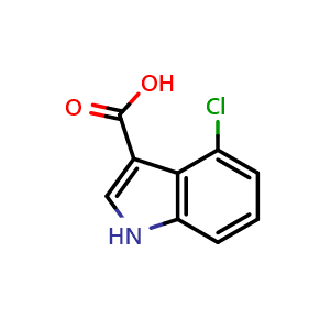 Chemical structure of 4-Chloro-1H-indole-3-carboxylic acid , CAS 23872-36-8, AChemBlock S76514