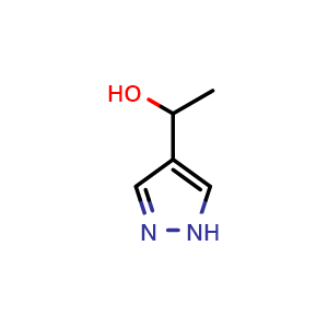 Chemical structure of 1-(1H-pyrazol-4-yl)ethan-1-ol , CAS 23585-55-9, AChemBlock S76531