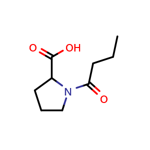 Chemical structure of 1-butanoylpyrrolidine-2-carboxylic acid , CAS 23500-13-2, AChemBlock S76535