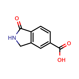 Chemical structure of 1-oxo-2,3-dihydro-1H-isoindole-5-carboxylic acid , CAS 23386-40-5, AChemBlock S76539