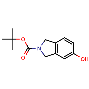 Chemical structure of tert-butyl 5-hydroxy-2,3-dihydro-1H-isoindole-2-carboxylate , CAS 226070-47-9, AChemBlock S76576