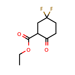 Chemical structure of ethyl 5,5-difluoro-2-oxo-cyclohexanecarboxylate , CAS 22515-17-9, AChemBlock S76584