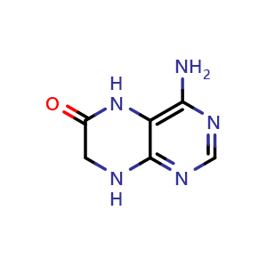 Chemical structure of 4-amino-5,6,7,8-tetrahydropteridin-6-one , CAS 22386-63-6, AChemBlock S76602