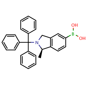 Chemical structure of [(1R)-1-methyl-2-(triphenylmethyl)-2,3-dihydro-1H-isoindol-5-yl]boronic acid , CAS 223595-19-5, AChemBlock S76606