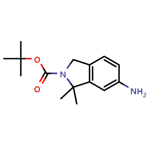 Chemical structure of tert-butyl 6-amino-1,1-dimethyl-2,3-dihydro-1H-isoindole-2-carboxylate , CAS 2227205-25-4, AChemBlock S76641
