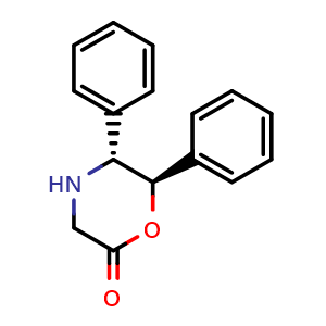 Chemical structure of (5R,6R)-5,6-diphenylmorpholin-2-one , CAS 2227197-35-3, AChemBlock S76659
