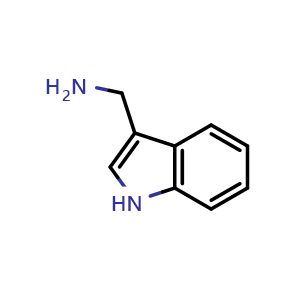 Chemical structure of 1H-indol-3-ylmethanamine , CAS 22259-53-6, AChemBlock S76662