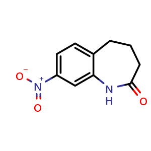Chemical structure of 8-nitro-1,3,4,5-tetrahydro-1-benzazepin-2-one , CAS 22246-79-3, AChemBlock S76674