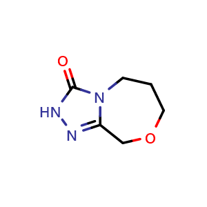 Chemical structure of 5,6,7,9-tetrahydro-2H-[1,2,4]triazolo[3,4-c][1,4]oxazepin-3-one , CAS 2222743-27-1, AChemBlock S76683