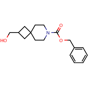 Chemical structure of benzyl 2-(hydroxymethyl)-7-azaspiro[3.5]nonane-7-carboxylate , CAS 2222604-15-9, AChemBlock S76684