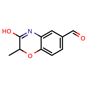 Chemical structure of 3-hydroxy-2-methyl-2H-1,4-benzoxazine-6-carbaldehyde , CAS 221311-44-0, AChemBlock S76696