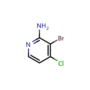 Chemical structure of 3-bromo-4-chloropyridin-2-amine , CAS 221297-82-1, AChemBlock S76698