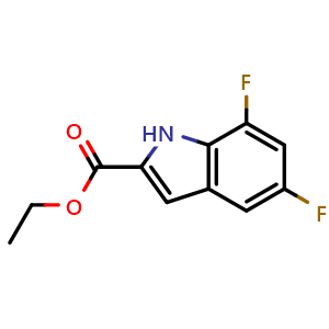 Chemical structure of ethyl 5,7-difluoro-1H-indole-2-carboxylate , CAS 220679-10-7, AChemBlock S76711