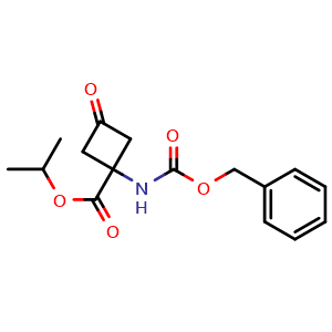 Chemical structure of isopropyl 1-(benzyloxycarbonylamino)-3-oxo-cyclobutanecarboxylate , CAS 2205882-76-2, AChemBlock S76714