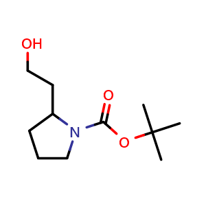 Chemical structure of tert-butyl 2-(2-hydroxyethyl)pyrrolidine-1-carboxylate , CAS 220312-34-5, AChemBlock S76719