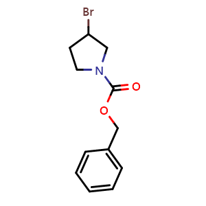 Chemical structure of benzyl 3-bromopyrrolidine-1-carboxylate , CAS 220212-12-4, AChemBlock S76725