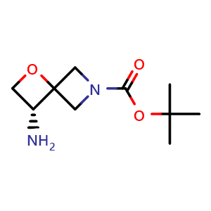 Chemical structure of tert-butyl (3R)-3-amino-1-oxa-6-azaspiro[3.3]heptane-6-carboxylate , CAS 2198241-86-8, AChemBlock S76744