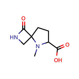 Chemical structure of 5-methyl-3-oxo-2,5-diazaspiro[3.4]octane-6-carboxylic acid , CAS 2182592-83-0, AChemBlock S76772
