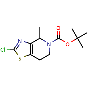 Chemical structure of tert-butyl 2-chloro-4-methyl-6,7-dihydro-4H-thiazolo[4,5-c]pyridine-5-carboxylate , CAS 2180093-92-7, AChemBlock S76774