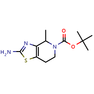 Chemical structure of tert-butyl 2-amino-4-methyl-6,7-dihydro-4H-thiazolo[4,5-c]pyridine-5-carboxylate , CAS 2180093-91-6, AChemBlock S76775