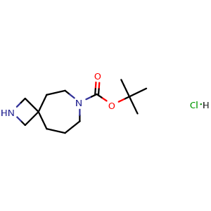 Chemical structure of tert-butyl 2,7-diazaspiro[3.6]decane-7-carboxylate hydrochloride , CAS 2177264-53-6, AChemBlock S76785