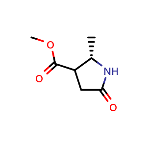 Chemical structure of methyl (2S)-2-methyl-5-oxo-pyrrolidine-3-carboxylate , CAS 2172882-18-5, AChemBlock S76799