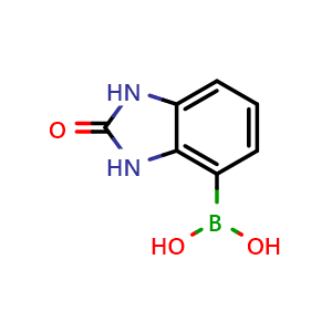 Chemical structure of (2-oxo-1,3-dihydrobenzimidazol-4-yl)boronic acid , CAS 2172876-66-1, AChemBlock S76801