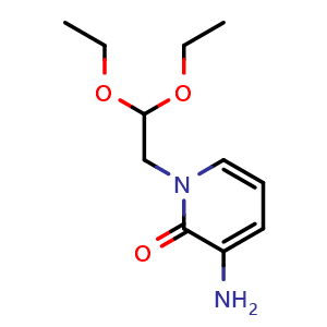 Chemical structure of 3-amino-1-(2,2-diethoxyethyl)pyridin-2-one , CAS 2171110-38-4, AChemBlock S76824